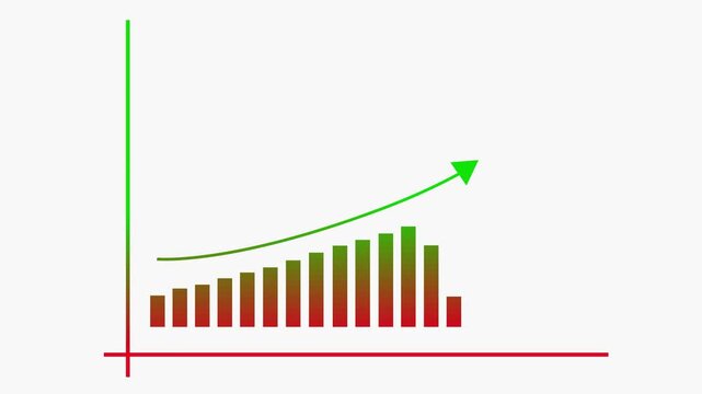Minimal growth chart with rising bars and an upward arrow animation