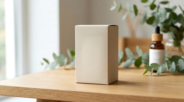 Minimalist Matte Skincare Packaging Mockup Box with Botanical Text