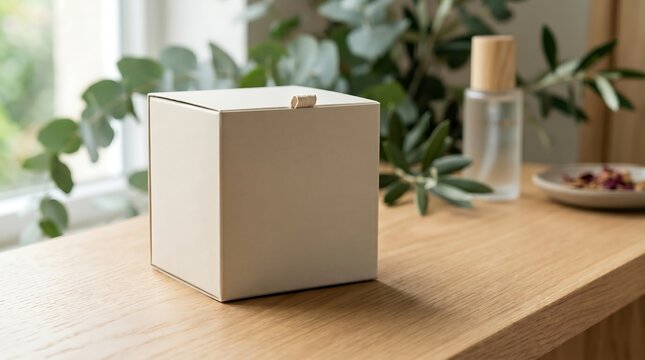 Minimalist Matte Skincare Packaging Mockup Box with Botanical Text

