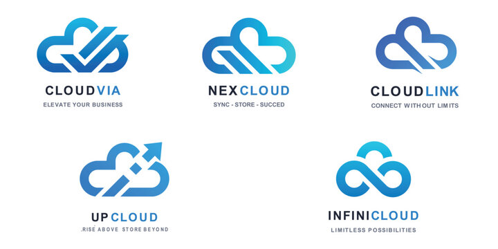 Cloud computing icon vector set logo design template.