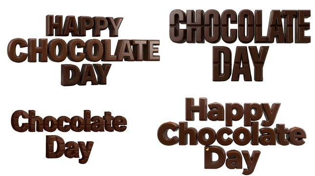 Happy Chocolate Day Decorative Chocolate Lettering Vector Collection