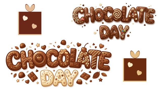 Happy Chocolate Day Chocolate Typography Decorative Vector Bundle