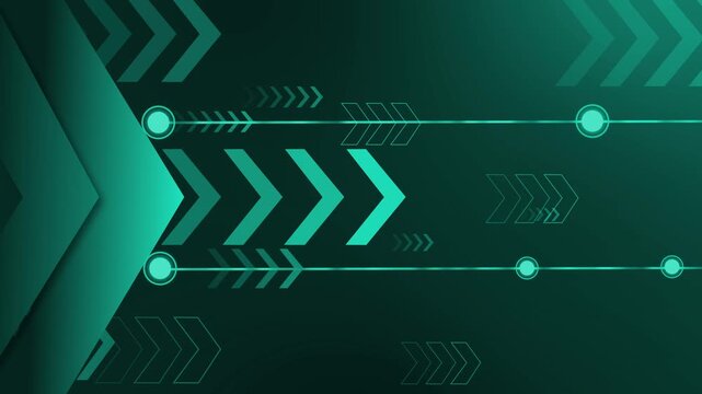 Abstract futuristic background with glowing arrows lines and circles showing speed progress and digital technology design animation