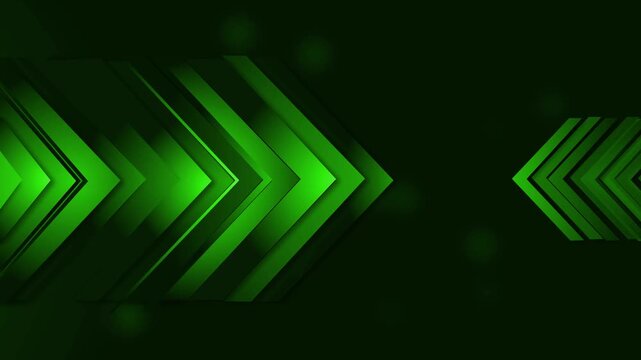 Abstract background with layered neon chevrons and arrows with soft glow and copy space in the center animation