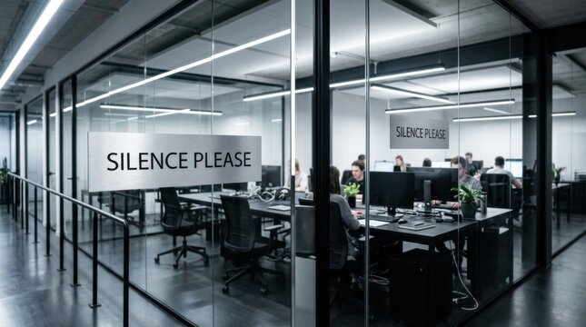 Modern Office Environment Embracing Quiet Focus and Productivity