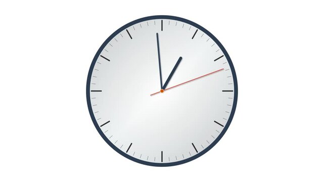 Close up of a modern wall clock showing different times.