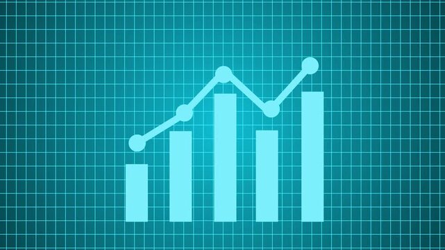 Bar chart with a rising line graph growth profit and business performance animation