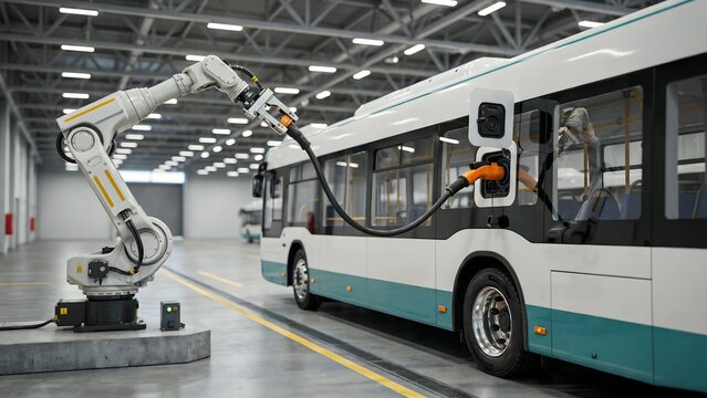 Autonomous Robotic Arm Repairing Hull of Public Transit Bus in Garage