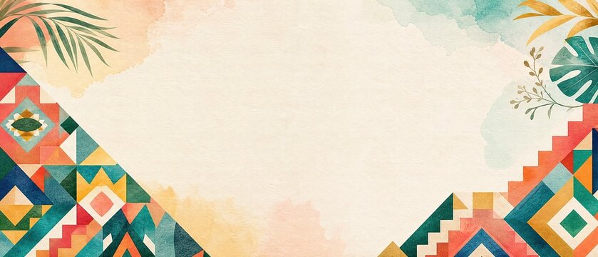 > National Hispanic Heritage Month backdrop. Modern abstract geometric banner layout with text space, USA celebration poster design