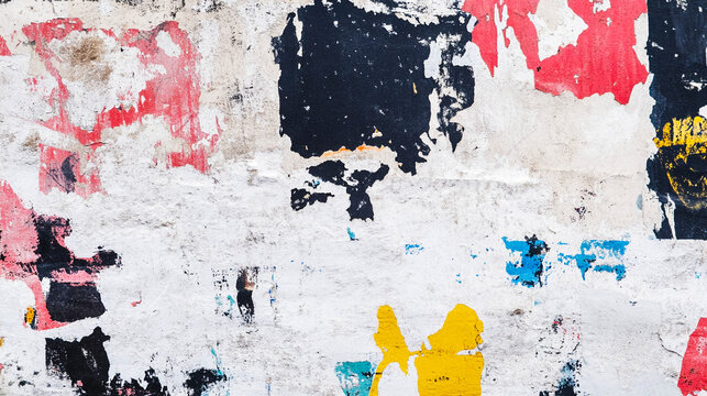Distressed Wheatpaste Poster Wall with Colorful Urban Layers