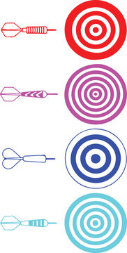 Set of Darts Target with Arrows and Spiral Circle Pattern Vector Illustration for Mosquito Repellent Icon Seamless Decorative Design and Abstract Round Symbol Collection