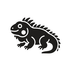 Obraz premium Detailed black iguana lizard silhouette icon side view.