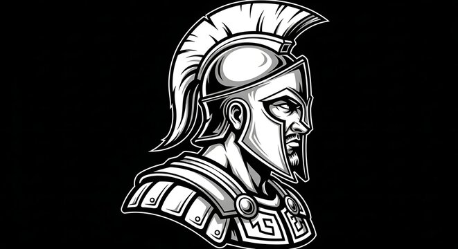 Black and white portrait of a classical profile bust.