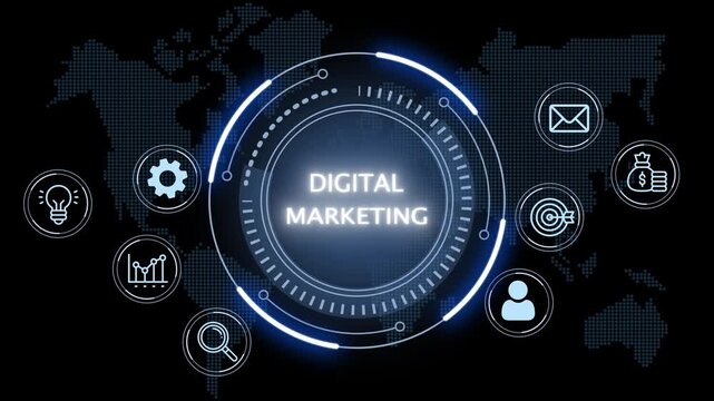 Digital Marketing Analytics HUD Loop Animation.
