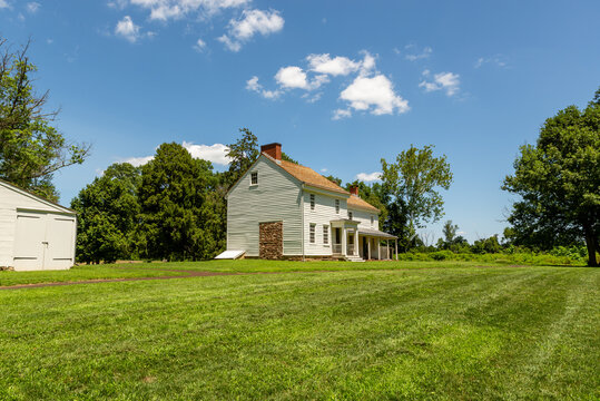 Historic Clarke House at Princeton Battlefield State Park in New Jersey, a 1772 farmhouse that served as a field hospital after the 1777 Battle of Princeton.
