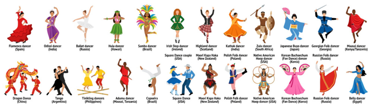 Diverse Cultural Dancers Collection: Traditional Folk Dance Costumes from Around World