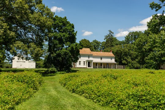 Historic Clarke House at Princeton Battlefield State Park in New Jersey, a 1772 farmhouse that served as a field hospital after the 1777 Battle of Princeton.