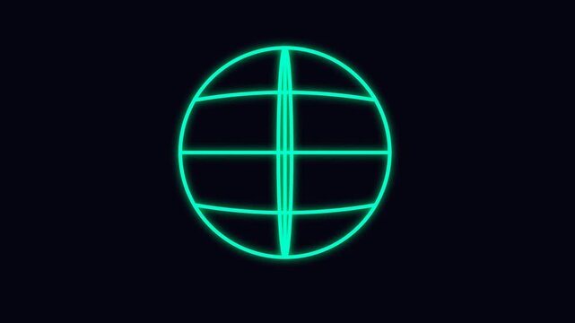 Neon green wireframe globe icon representing global technology connectivity and internet network