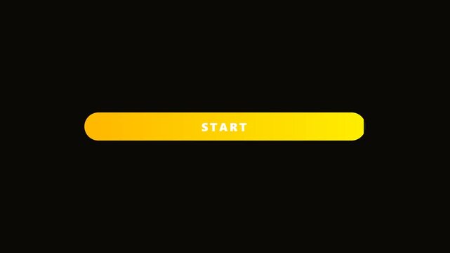 Bright yellow gradient start button graphic element for video game interface user ui design