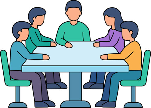 business meeting table discussion clipart vector shape