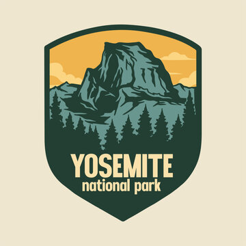 Yosemite National Park Vintage Mountain Badge Vector