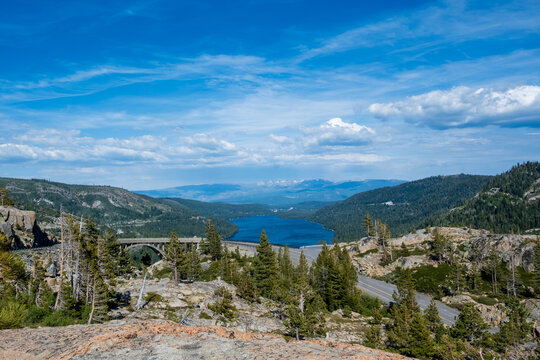 Donner Lake from Donner Summit in summer, California, USA