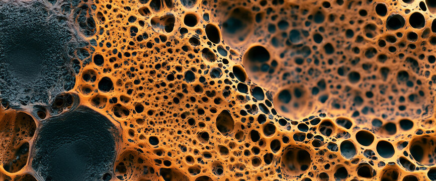 Macro View of Organic Orange Porous Pattern Texture.