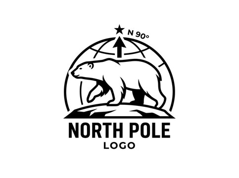 Polar Bear North Pole Globe Logo