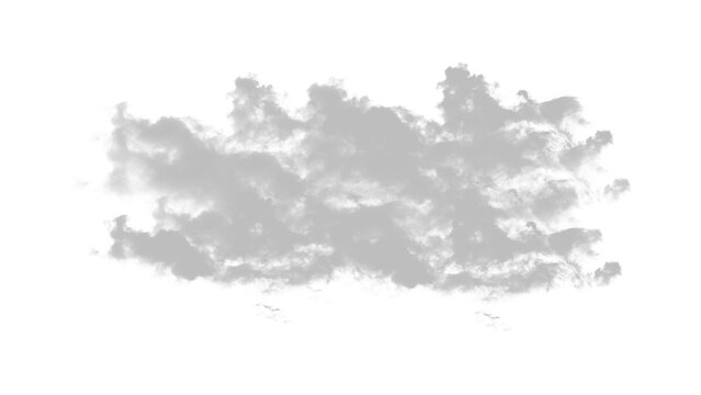 A single fluffy white cumulus cloud formation captured in the sky isolated on transparent background