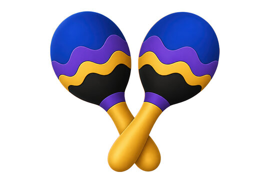 Crossed colorful maracas with wavy layered pattern