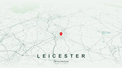 Minimalist vector map of Leicester, Leicestershire, England. High-quality scalable illustration of Leicester geographic boundaries along River Soar and Grand Union Canal contours for posters design. © AliRza