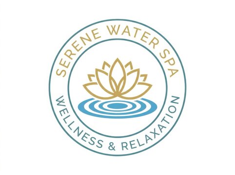 Calm and peaceful spa logo featuring a lotus flower floating on gentle water ripples
