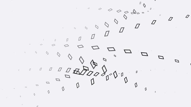 Abstract motion graphics featuring a flowing animation of geometric diamond shapes in a minimalist style