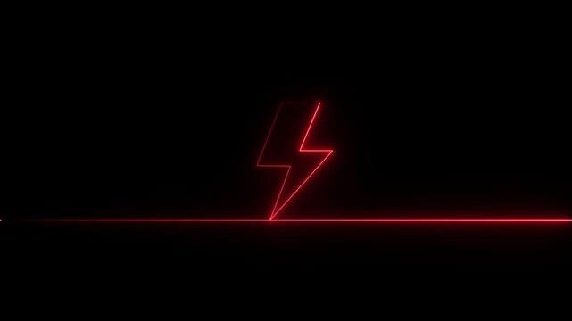 Battery charging power icon animation on neon on black background.Battery volt icon