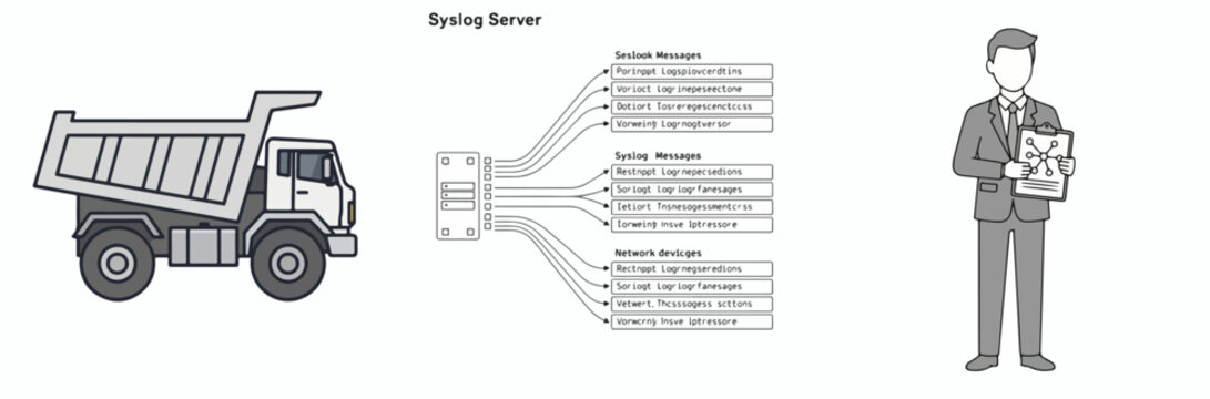 Syslog Server Collecting Logs from Various Network Devices and Services