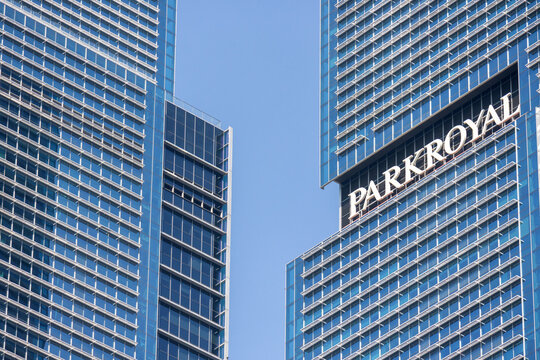 Parkroyal Hotel Jakarta against a bright blue sky