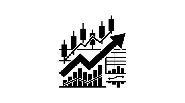 Dynamic financial growth analysis with various upward trending graphs and bar charts illustrating positive economic trends for