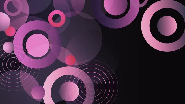 Abstract circle pattern background with overlapping rings and soft glowing shapes animation
