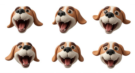 Obraz premium cartoon dog heads in various expressions on white background useful for design advertising and pet related content