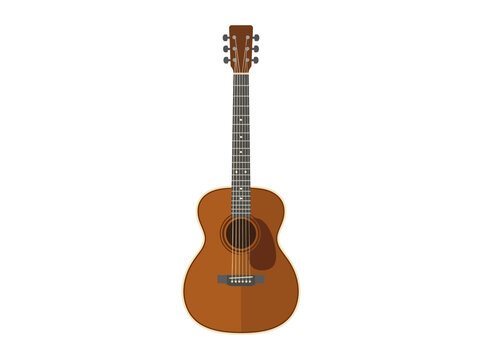 Close Up Acoustic Guitar Light Wood Finish.