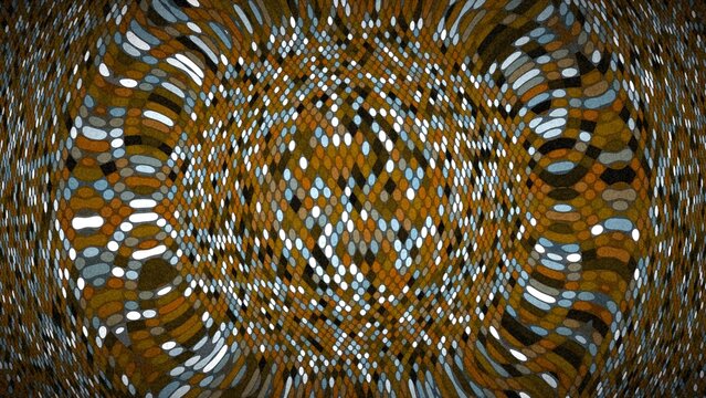 Brown golden digital wave pattern with circular pixels and flowing motion art.