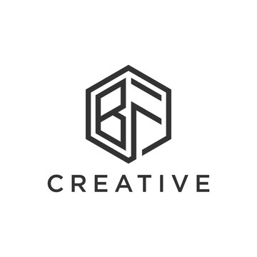 BF Hexagonal Logo Design Creative Business Identity.