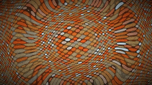 Abstract digital pattern with orange grid and flowing wavy lines overlayed.