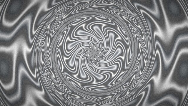 Soft grayscale hypnotic spiral background with flowing silver ripples.
