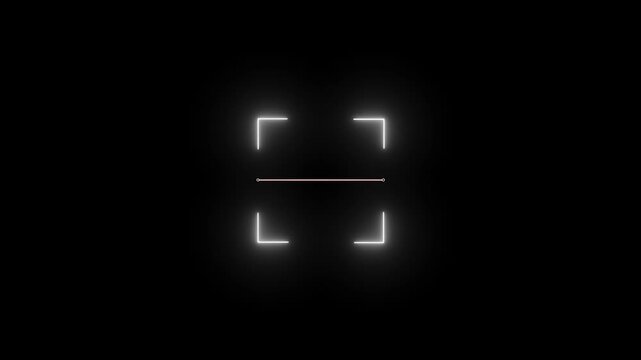 Glowing neon line Scanning the QR code icon animation. QR code being scanning lock secure security icon on a black background representation top to bottom