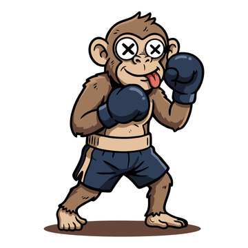 Funny monkey boxer illustration