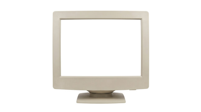 old retro computer monitor isolated on transparent background png