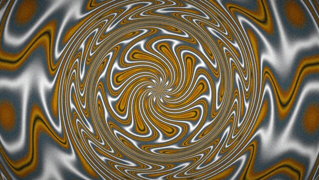 Metallic gold and silver spiral waves forming hypnotic texture pattern.