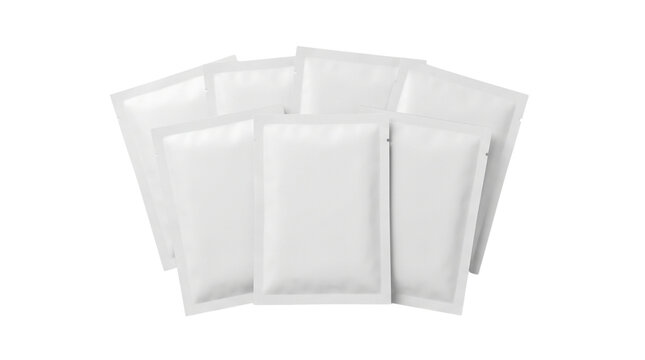 blank white packaging sachets isolated on transparent background png