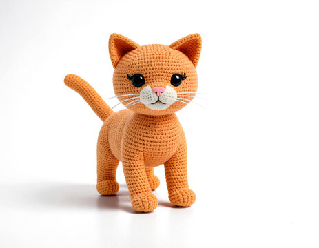 Gato laranja amigurumi croch&ecirc; PNG fundo transparente